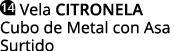  Vela citronela Cubo de Metal con Asa Surtido