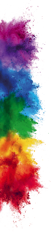 colorful rainbow holi paint color powder explosion isolated on white wide panorama background