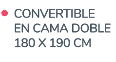   Convertible en Cama doble   180 x 190 cm