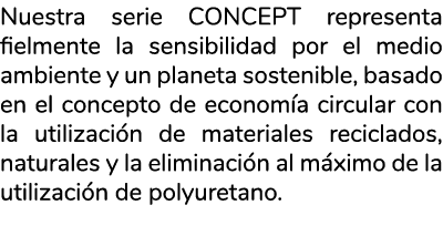 Nuestra serie CONCEPT representa fielmente la sensibilidad por el medio ambiente y un planeta sostenible, basado en e   