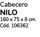 Cabecero NILO 160 x 75 x 8 cm  Cód  106362 