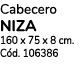 Cabecero NIZA 160 x 75 x 8 cm  Cód  106386