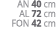 AN 40 cm AL 72 cm FON 42 cm