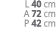 L 40 cm A 72 cm P 42 cm
