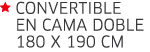  Convertible  en Cama doble  180 x 190 cm