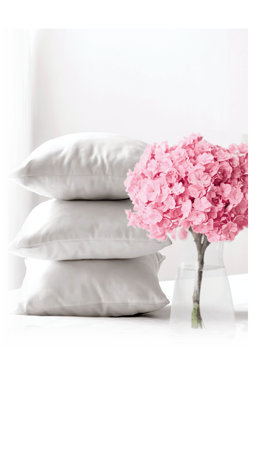 Soft pillows on cozy bed