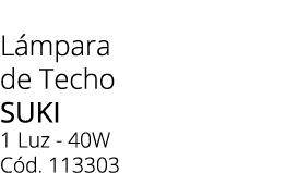 L mpara de Techo suki 1 Luz 40W C d. 113303