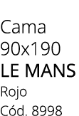 Cama 90x190 LE MANS Rojo C d. 8998