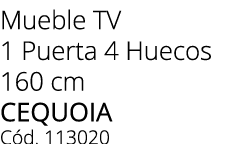 Mueble TV 1 Puerta 4 Huecos 160 cm Cequoia C d. 113020