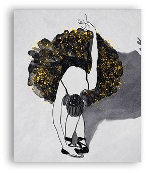 A young girl wrapped in a sheet drinks red wine in a glass. Oil painting on canvas.