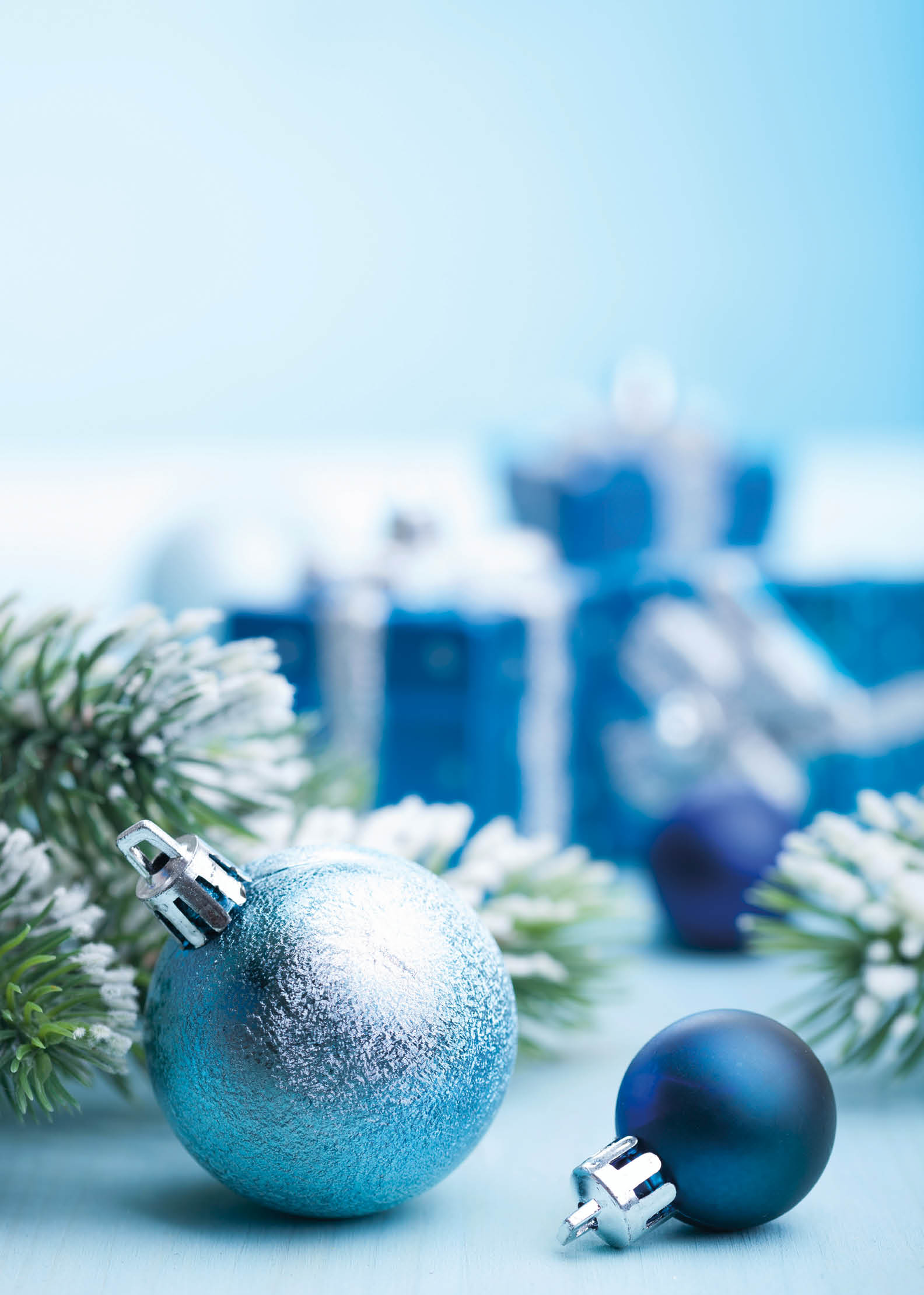 blue christmas gifts and decoration