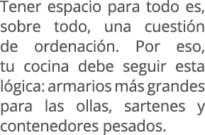 Tener espacio para todo es, sobre todo, una cuesti n de ordenaci n. Por eso, tu cocina debe seguir esta l gica: armar...