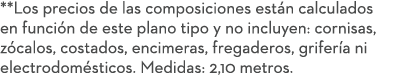 **Los precios de las composiciones est n calculados en funci n de este plano tipo y no incluyen: cornisas, z calos, c...