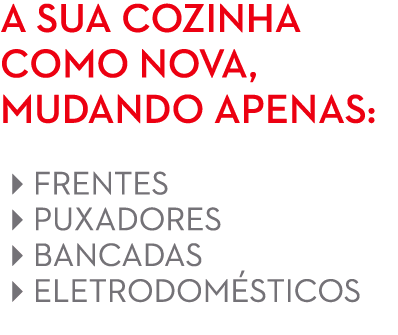A sua cozinha como nova, mudando apenas: frentes puxadores bancadas eletrodom sticos