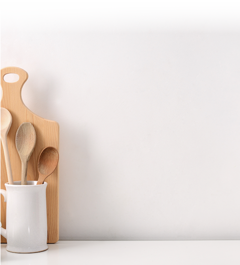 Kitchen utensils background with a blank space for a text, home kitchen decor concept, front view