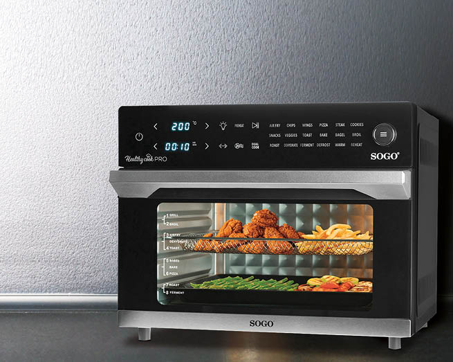 Products in modern kitchen glass containers on black table. Space for text