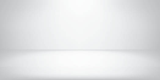 White studio room background with spotlight gradient for premium, luxury product shooting. Vector white clean light room with empty floor backdrop