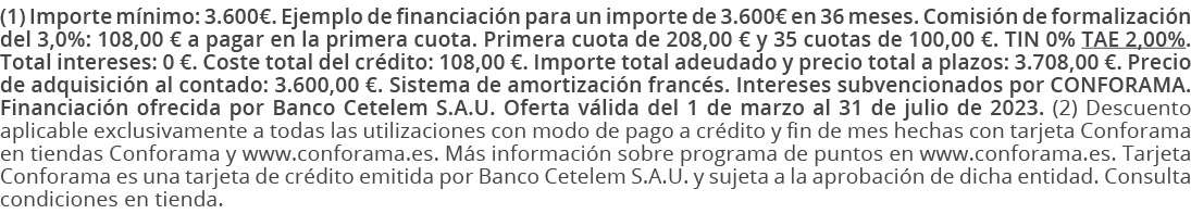 (1) Importe m nimo: 3.600€. Ejemplo de financiaci n para un importe de 3.600€ en 36 meses. Comisi n de formalizaci n ...