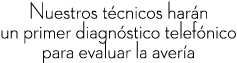 Nuestros t cnicos har n un primer diagn stico telef nico para evaluar la aver a