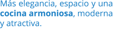 M s elegancia, espacio y una cocina armoniosa, moderna y atractiva.