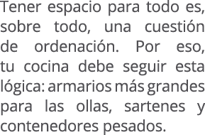 Tener espacio para todo es, sobre todo, una cuesti n de ordenaci n. Por eso, tu cocina debe seguir esta l gica: armar...
