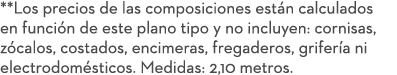 **Los precios de las composiciones est n calculados en funci n de este plano tipo y no incluyen: cornisas, z calos, c...