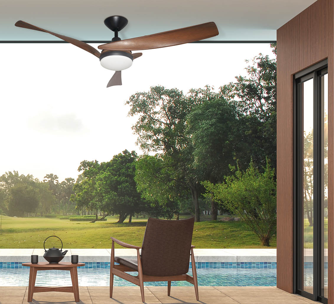 Modern contemporary swimming pool terrace 3d render, There are concrete tile floor and wooden wall, funished with leather chair,looking out over the large garden in the morning.