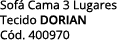 Sof Cama 3 Lugares Tecido dorian C d. 400970