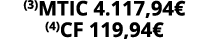 (3)MTIC 4.117,94€ (4)CF 119,94€