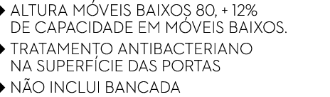  ALTURA M veis baixos 80, + 12% de capacidade em M veis baixos.  TRATAMENTO ANTIBACTERIANO NA SUPERF CIE DAS PORTAS ...