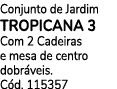 Conjunto de Jardim TROPICANA 3 Com 2 Cadeiras e mesa de centro dobr veis. C d. 115357