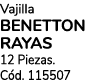 Vajilla BENETTON RAYAS 12 Piezas. C d. 115507