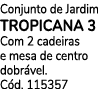 Conjunto de Jardim TROPICANA 3 Com 2 cadeiras e mesa de centro dobr vel. C d. 115357