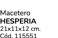 Macetero HESPERIA 21x11x12 cm. C d. 115551