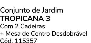 Conjunto de Jardim TROPICANA 3 Com 2 Cadeiras + Mesa de Centro Desdobr vel C d. 115357