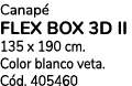 Canap FLEX BOX 3D II 135 x 190 cm. Color blanco veta. C d. 405460