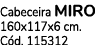 Cabeceira MIRO 160x117x6 cm. C d. 115312