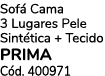 Sof Cama 3 Lugares Pele Sint tica + Tecido prima C d. 400971