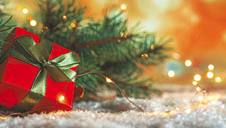 Christmas and zero waste, eco friendly packaging gifts in kraft paper on a wooden table, eco christmas holiday concept, eco decor banner