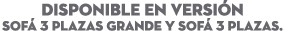 DISPONIBLE EN Versi n Sof 3 Plazas Grande y Sof  3 Plazas. 