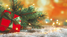 Christmas and zero waste, eco friendly packaging gifts in kraft paper on a wooden table, eco christmas holiday concept, eco decor banner