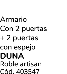 Armario Con 2 puertas + 2 puertas con espejo duna Roble artisan C d. 403547