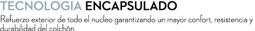 TECNOLOGiA ENCAPSULADO Refuerzo exterior de todo el nucleo garantizando un mayor confort, resistencia y durabilidad d...