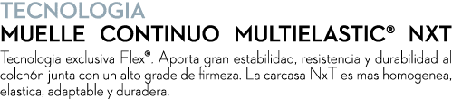 TECNOLOGiA MUELLE CONTINUO MULTIELASTIC® NxT Tecnologia exclusiva Flex®. Aporta gran estabilidad, resistencia y durab...