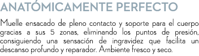 Anat micamente Perfecto Muelle ensacado de pleno contacto y soporte para el cuerpo gracias a sus 5 zonas, eliminando ...