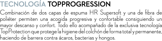 Tecnolog a TopProgression Combinaci n de dos capas de espuma HR Supersoft y una de fibra de poli ter permiten una aco...