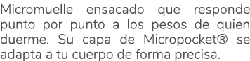 Micromuelle ensacado que responde punto por punto a los pesos de quien duerme. Su capa de Micropocket® se adapta a tu...