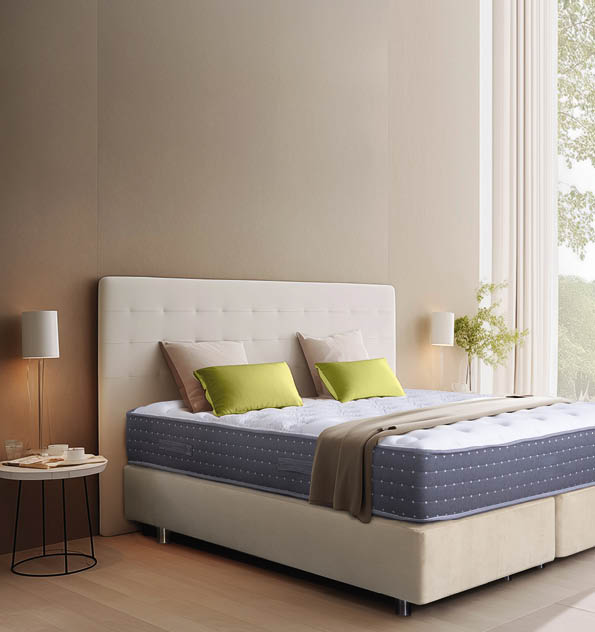 White mattress with by soft pillows.
