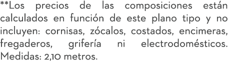 **Los precios de las composiciones est n calculados en funci n de este plano tipo y no incluyen: cornisas, z calos, c...