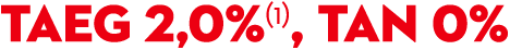 TAEg 2,0%(1), tan 0%